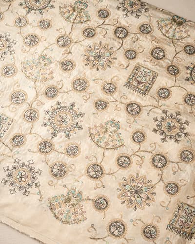 ابریشم سوزن دوزی کانتا کرم طرح تیره