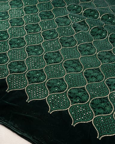 مخمل سوزن دوزی هندسی هندی سبز