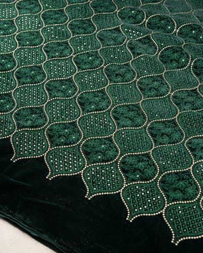 مخمل سوزن دوزی هندسی هندی سبز